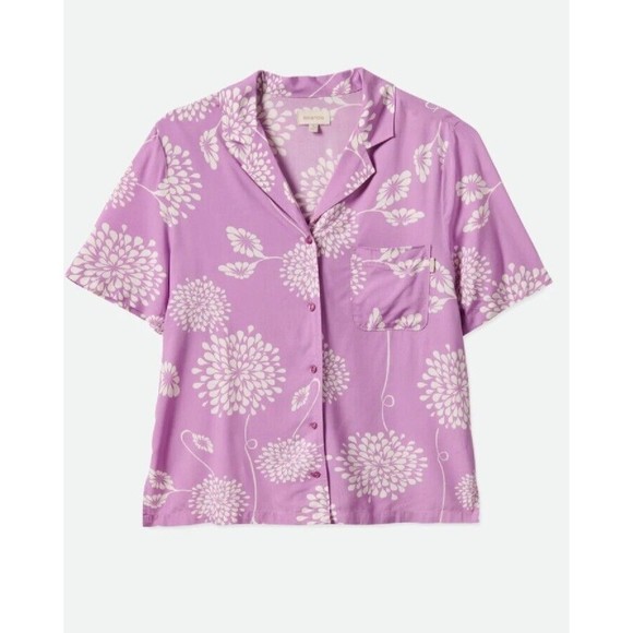 Brixton Bunker Garden Floral Boyfriend Camp Shirt Button Up Short Sleeve  Sz M - Picture 1 of 10